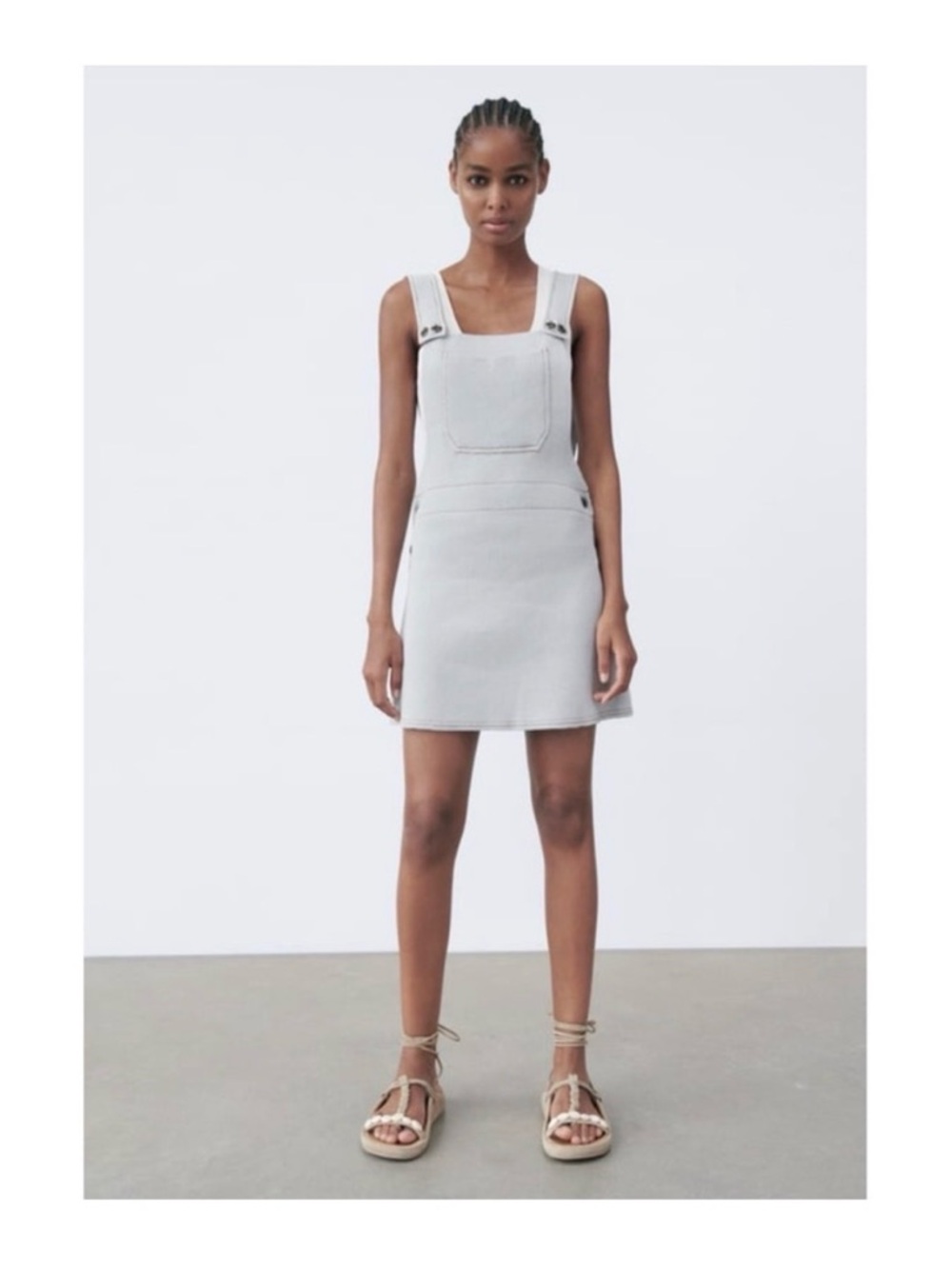 Zara knit overall dress light blue L